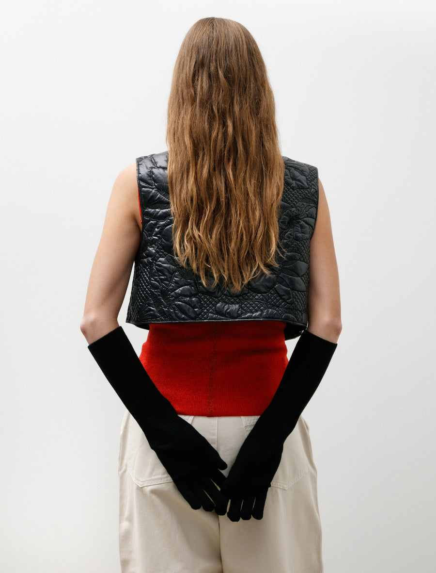 Mercerized Fine Wool Knit Layered Gloves - Image 8