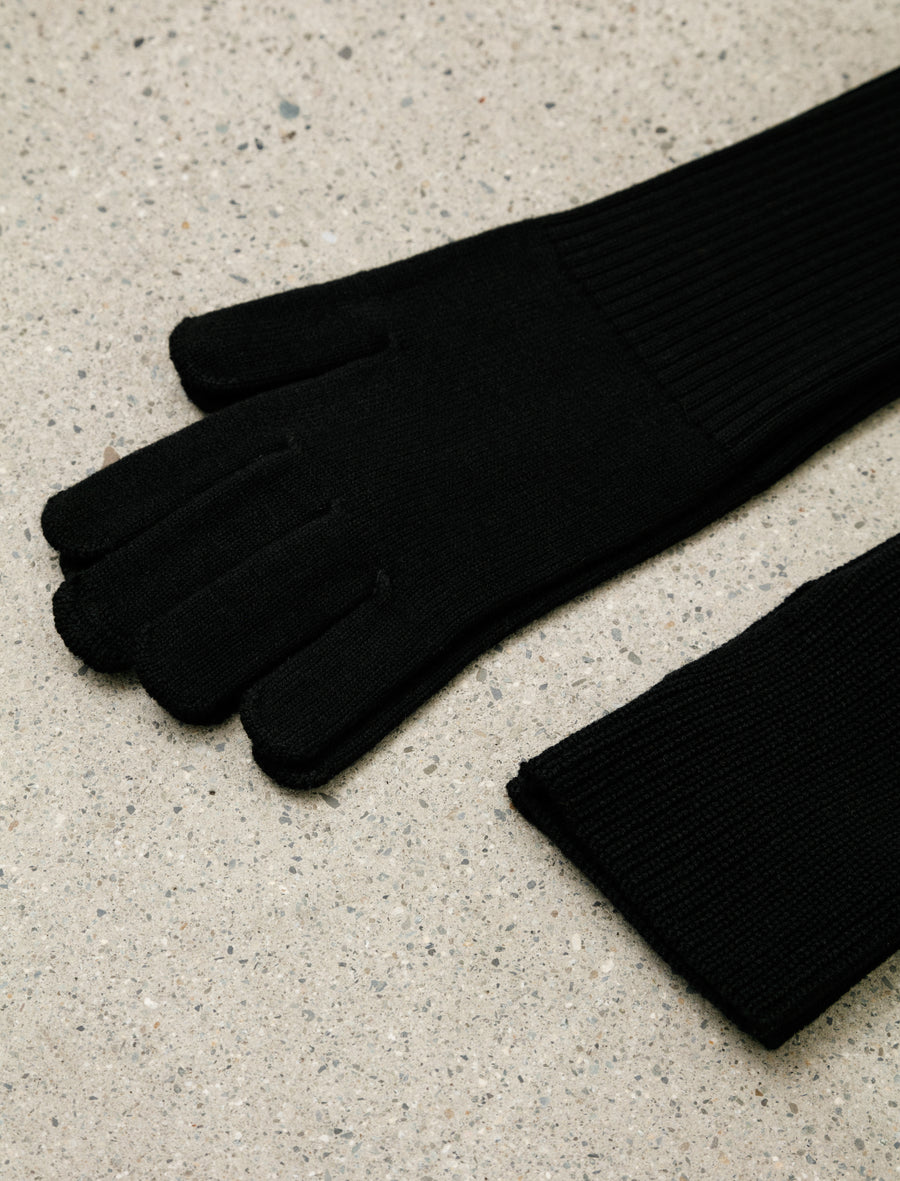 Mercerized Fine Wool Knit Layered Gloves - Image 3