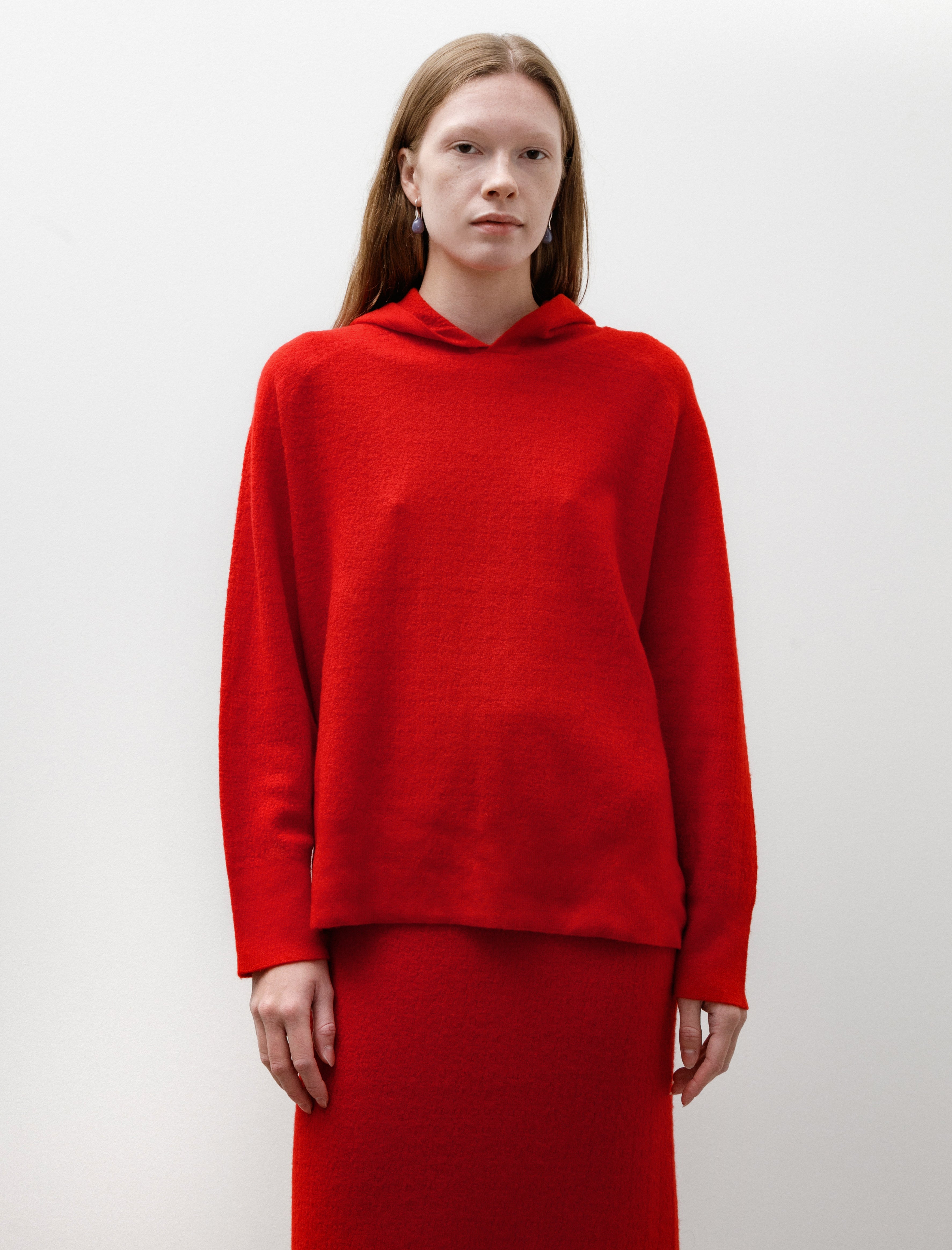 Kanako Sakai Bouclé Knit Hoodie Red