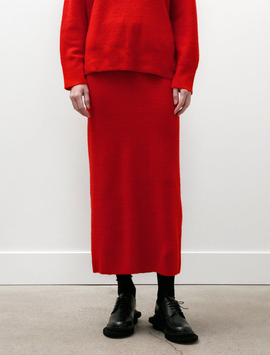 Bouclé Knit Skirt Red - Image 2