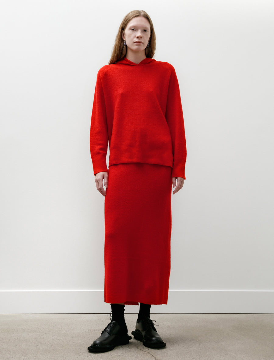 Bouclé Knit Skirt Red - Image 1