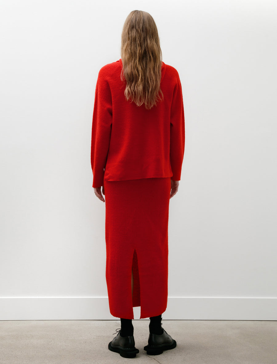 Bouclé Knit Skirt Red - Image 5