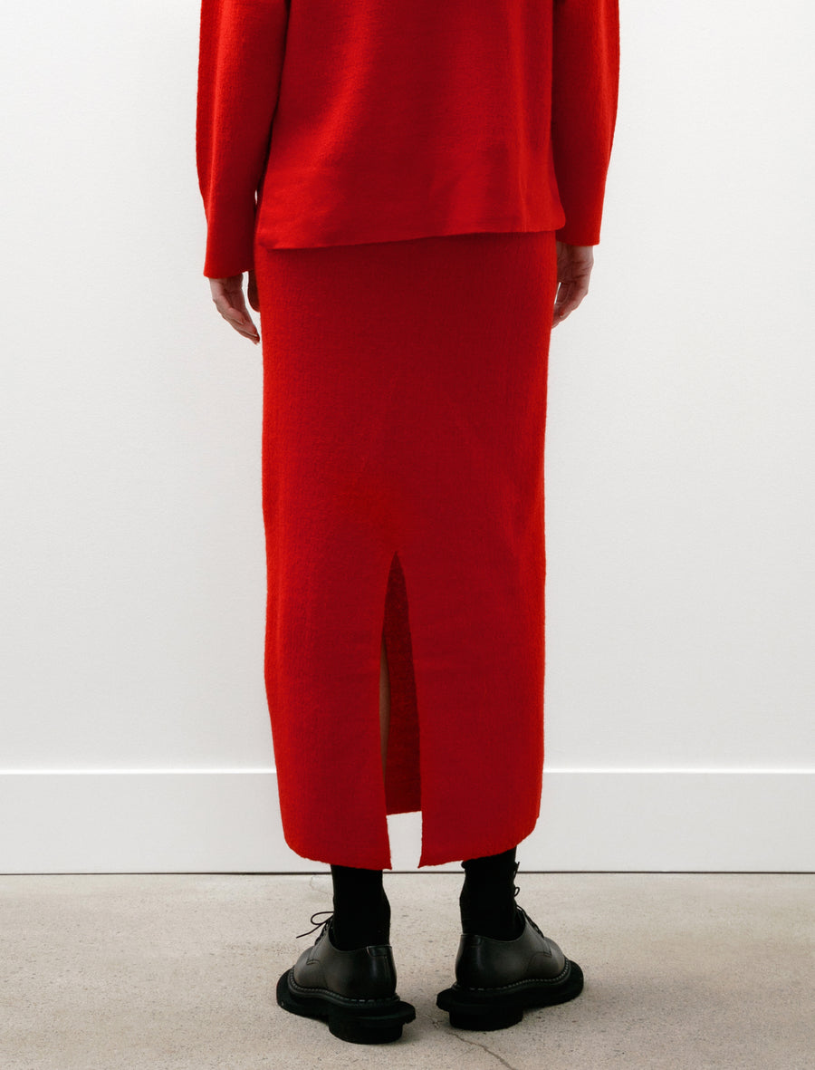 Bouclé Knit Skirt Red - Image 6