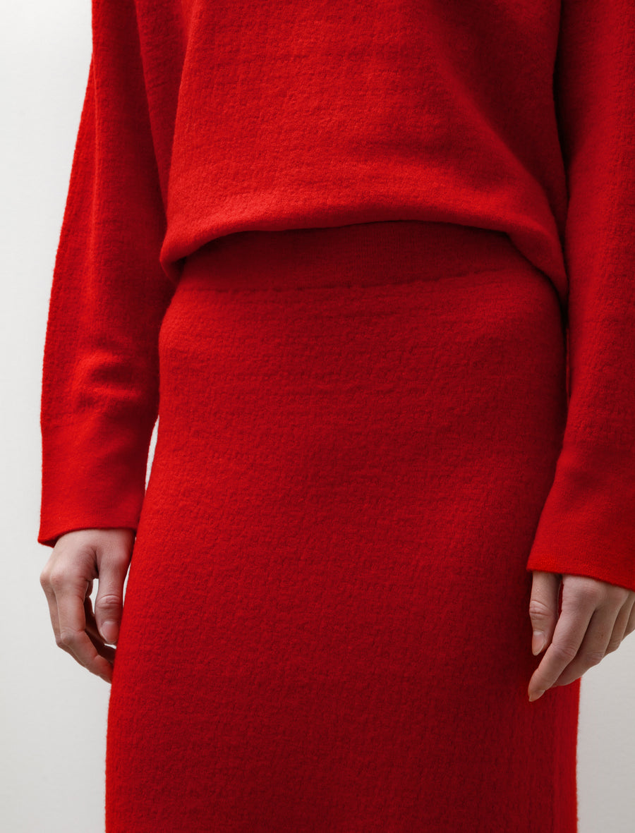 Bouclé Knit Skirt Red - Image 8