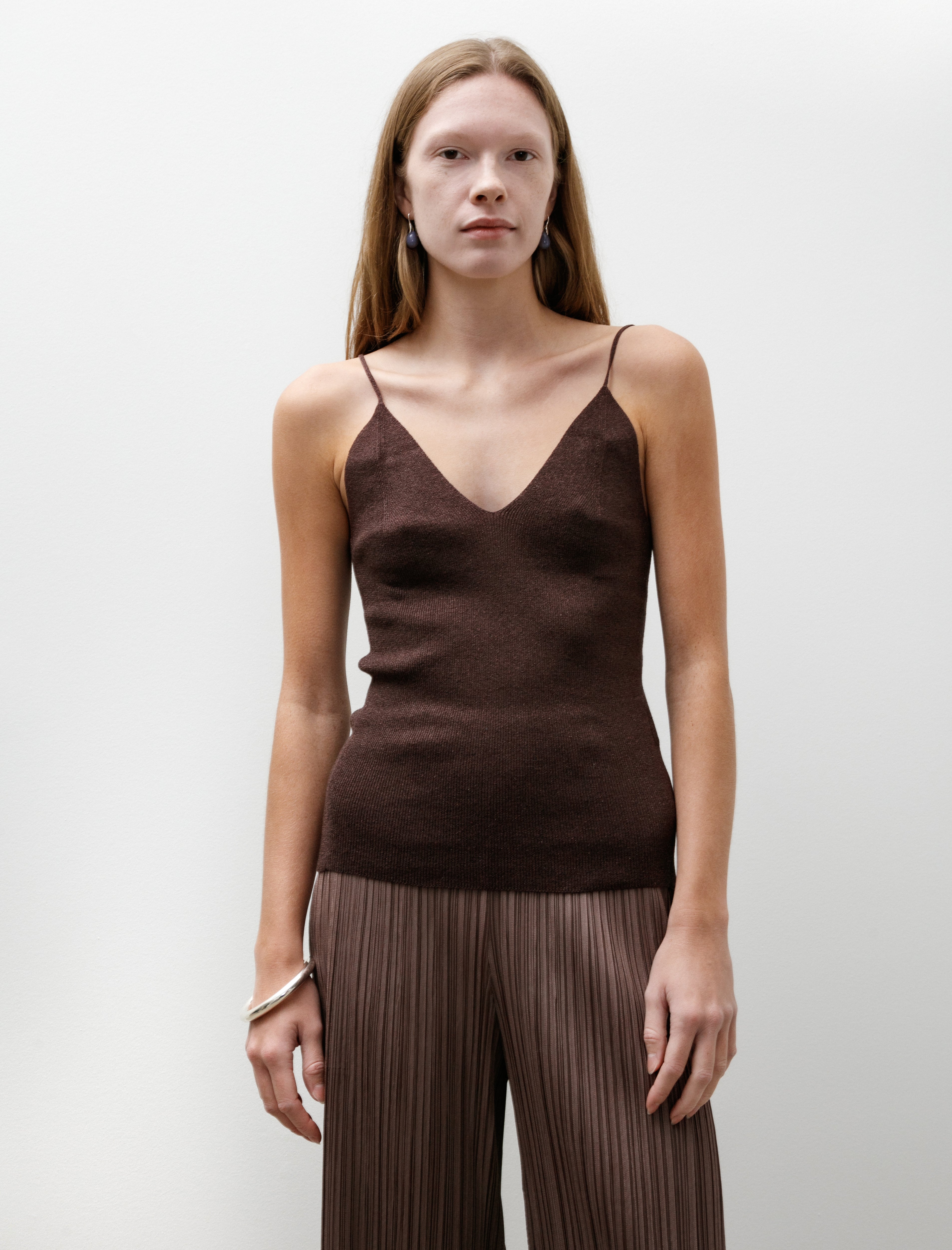 Kanako Sakai Glitter Ribbed Camisole Burgundy