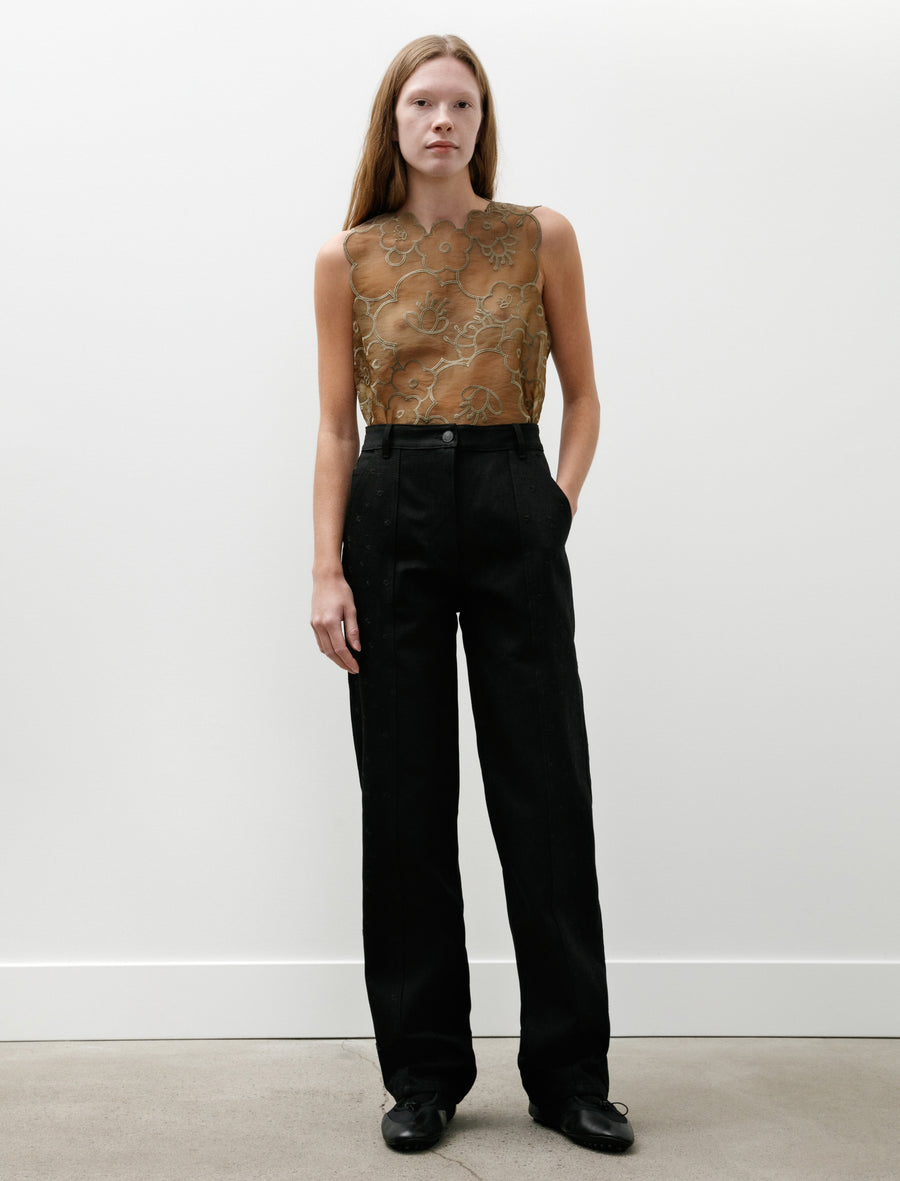 Bliss Embroidered Denim Pants Black - Image 1