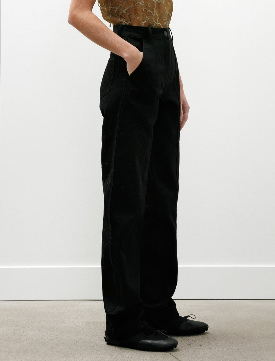 Bliss Embroidered Denim Pants Black - Image 4