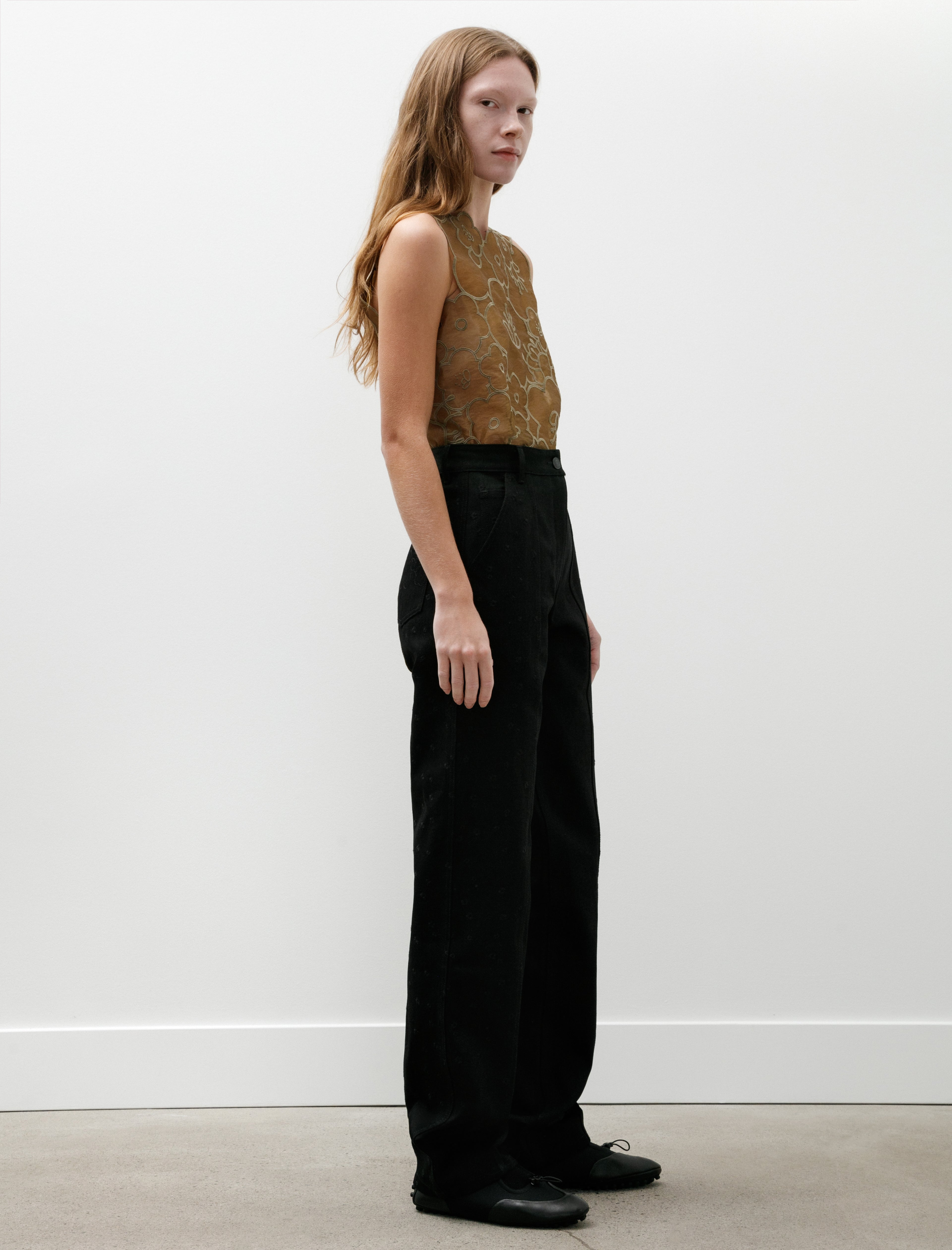 Cecilie Bahnsen Bliss Embroidered Denim Pants Black