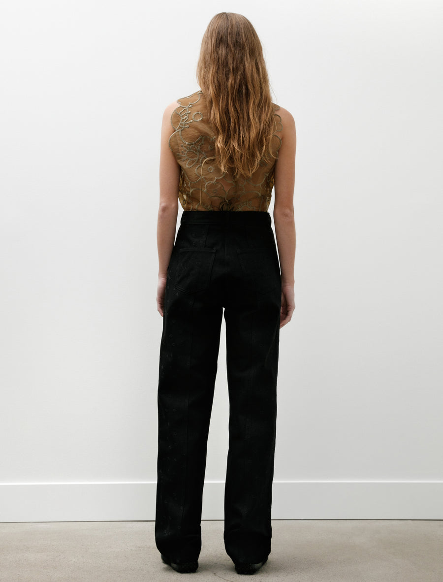 Bliss Embroidered Denim Pants Black - Image 5