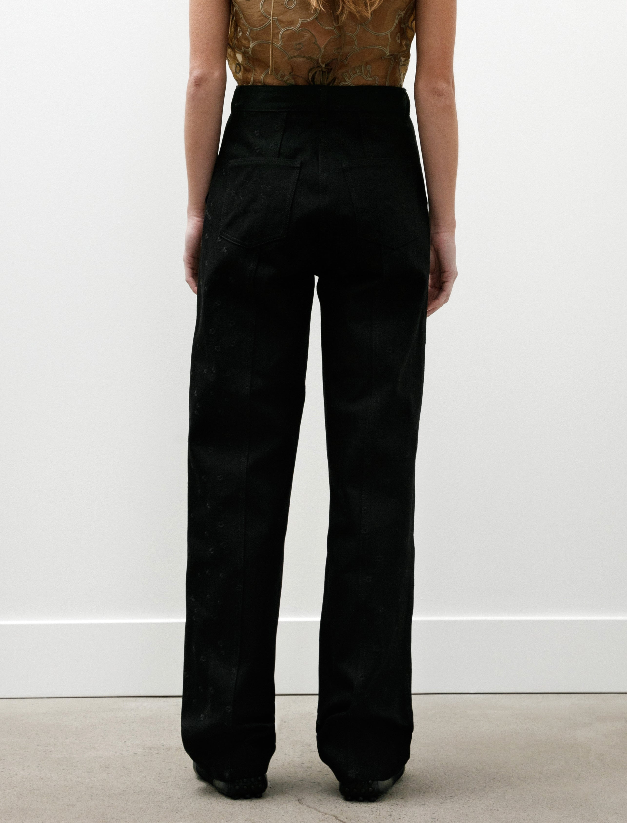 Cecilie Bahnsen Bliss Embroidered Denim Pants Black