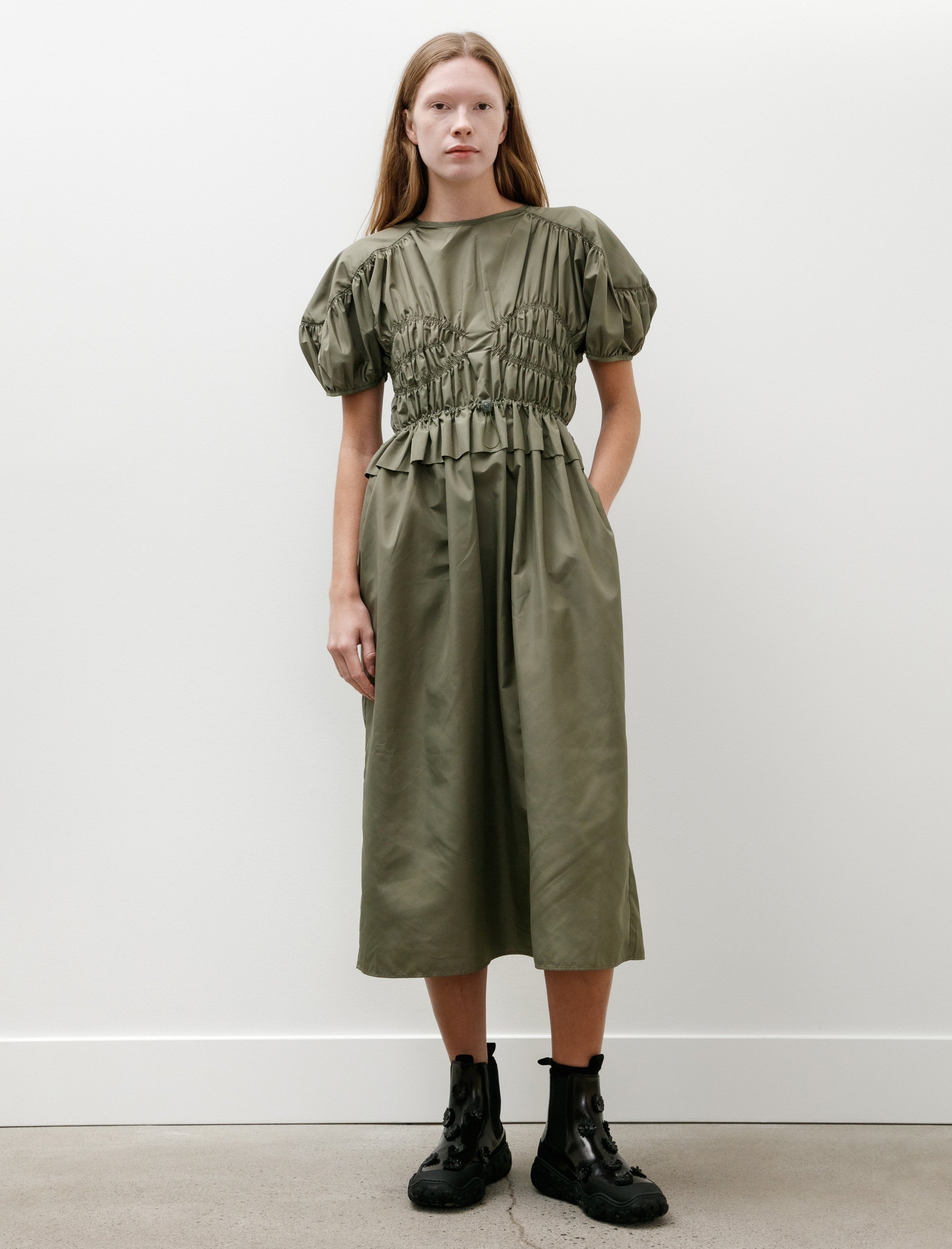 Cecilie Bahnsen Betsy Dress Recycled Faille Olive