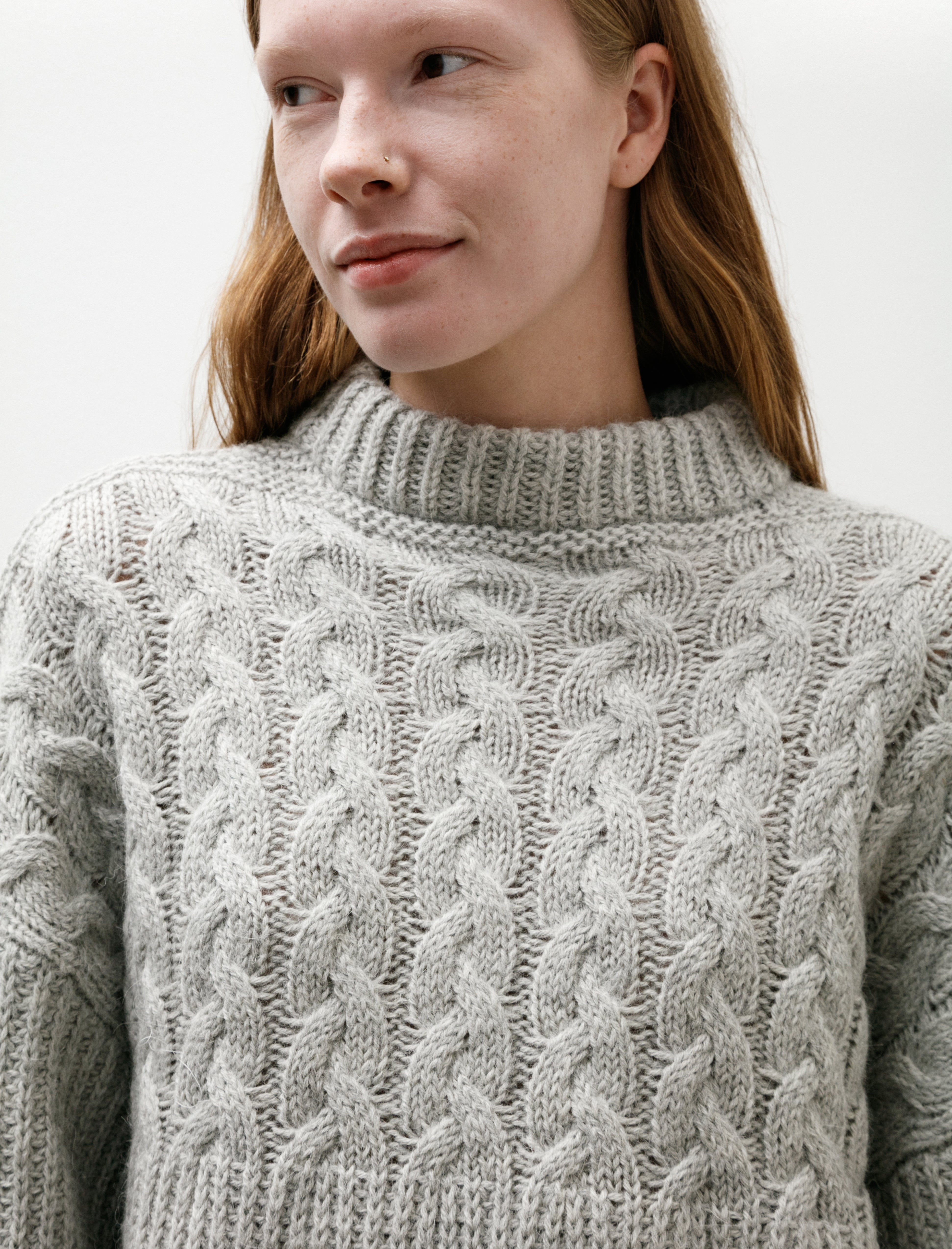 Cecilie Bahnsen Belinda Cable Knit Jumper Grey