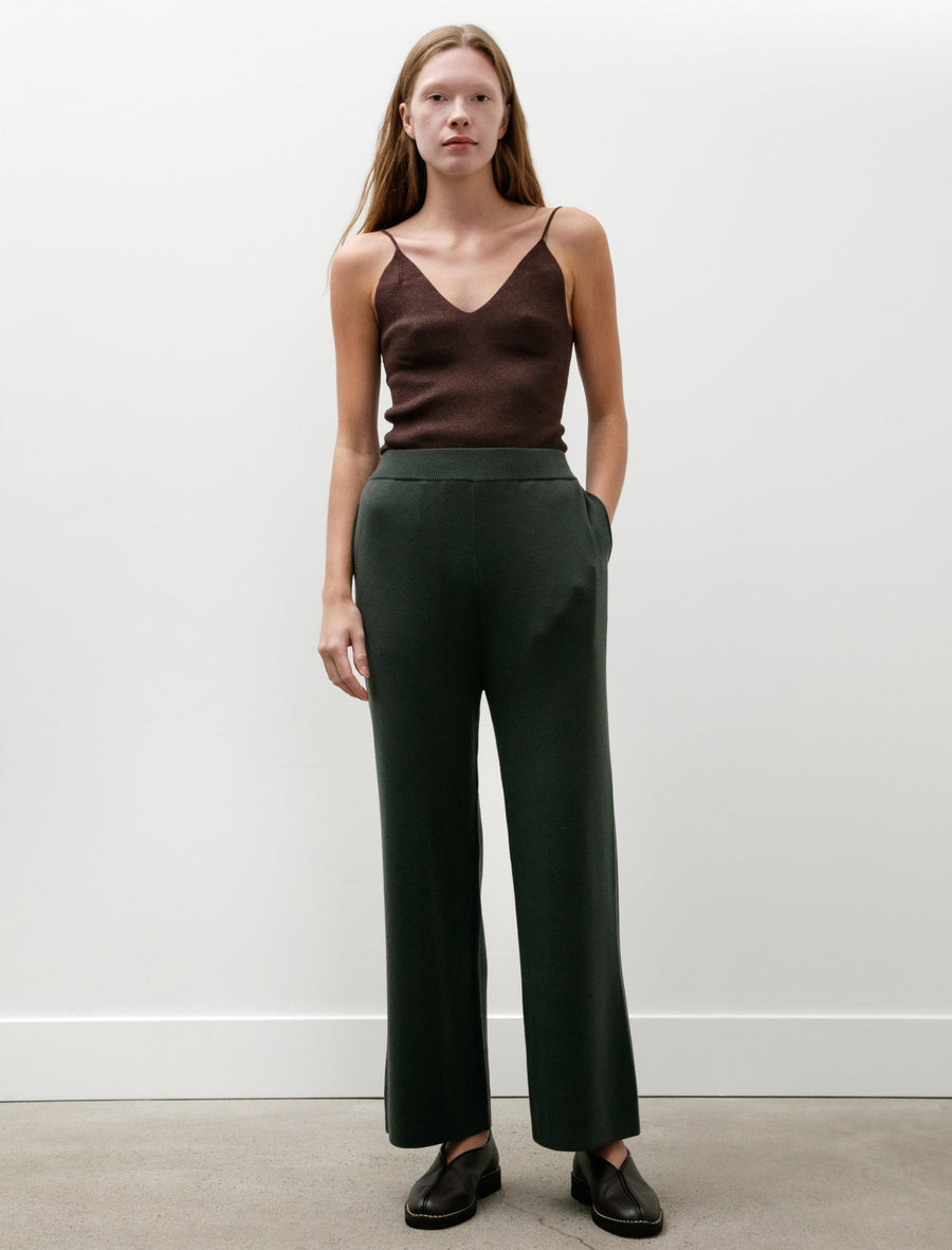 Mercerized Fine Wool Knit Pants Green - Image 1