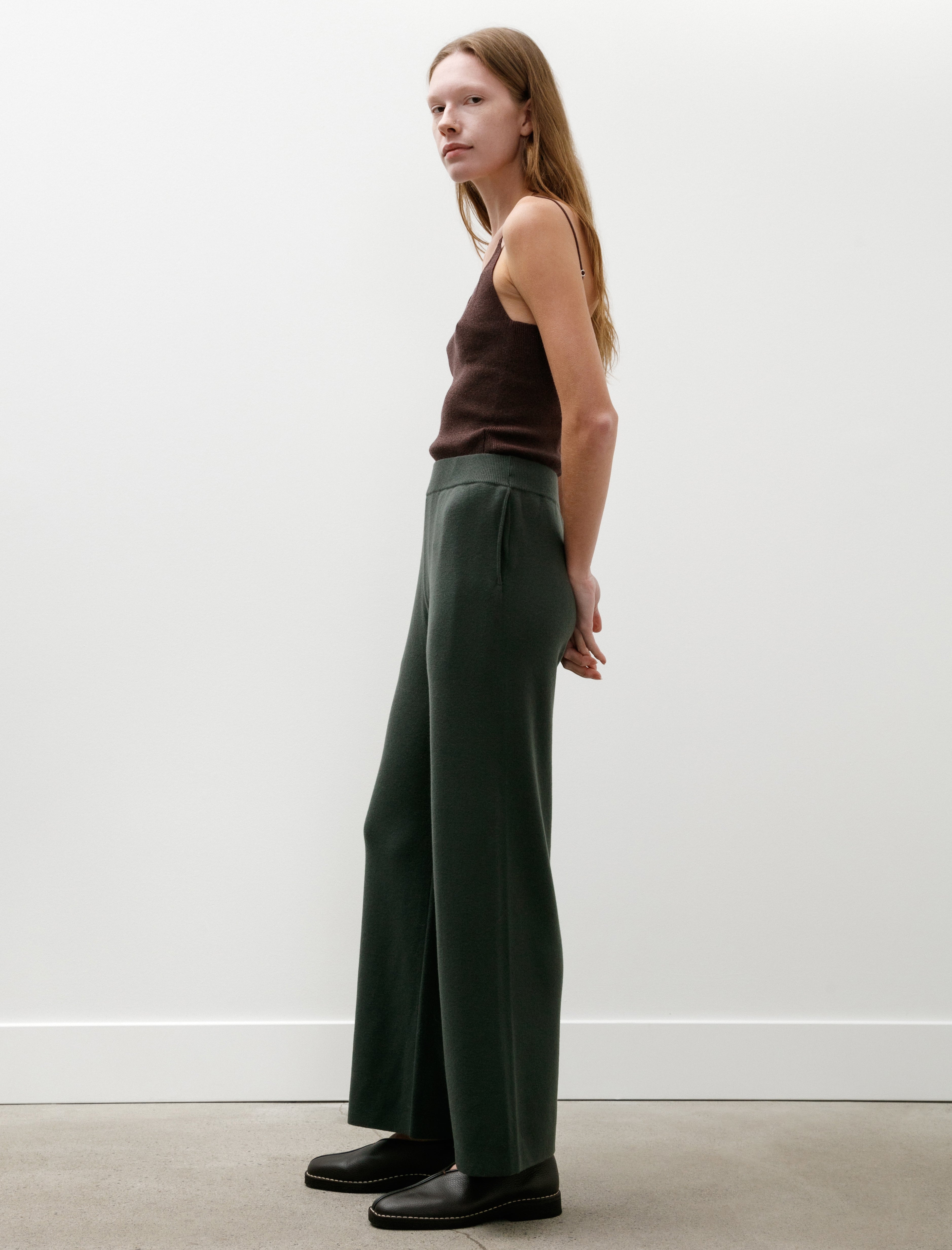 Graphpaper Mercerized Fine Wool Knit Pants Green