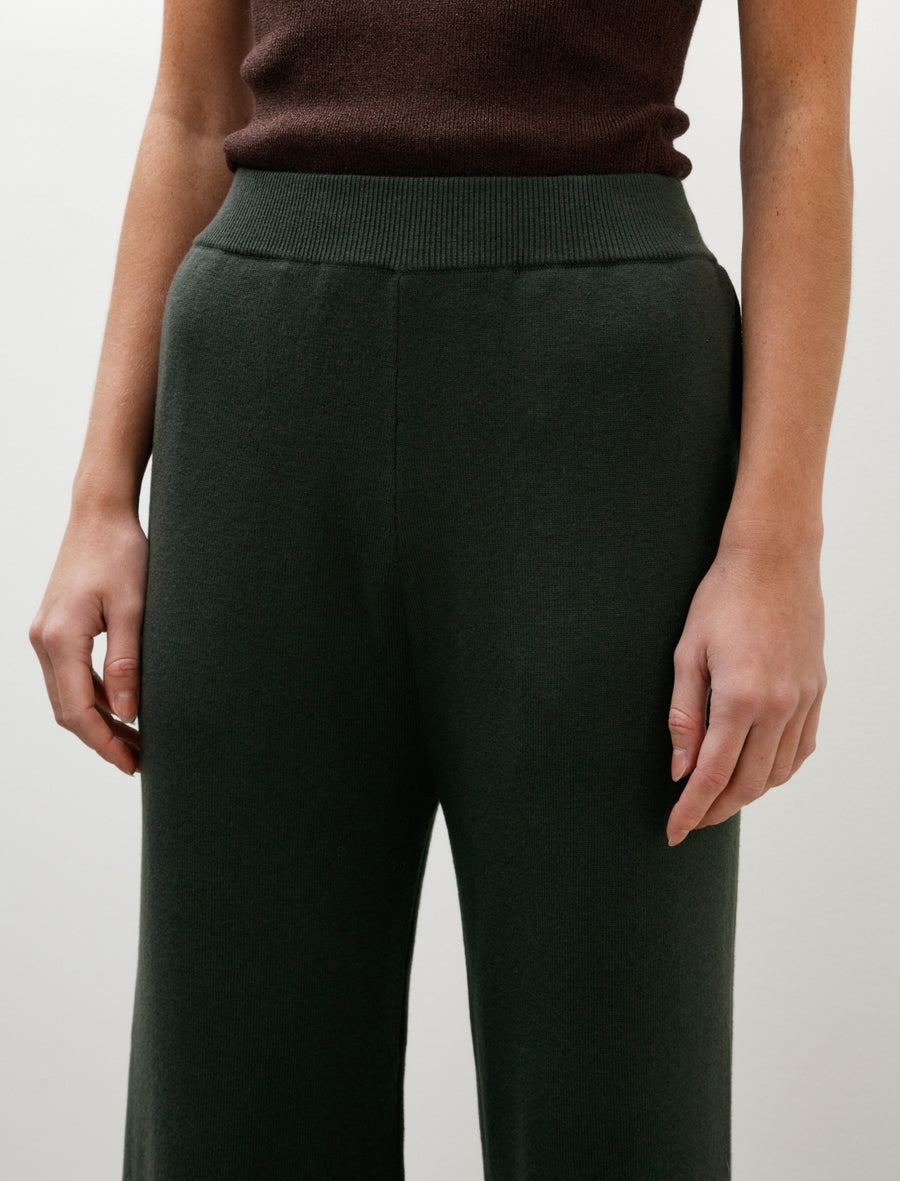 Mercerized Fine Wool Knit Pants Green - Image 7