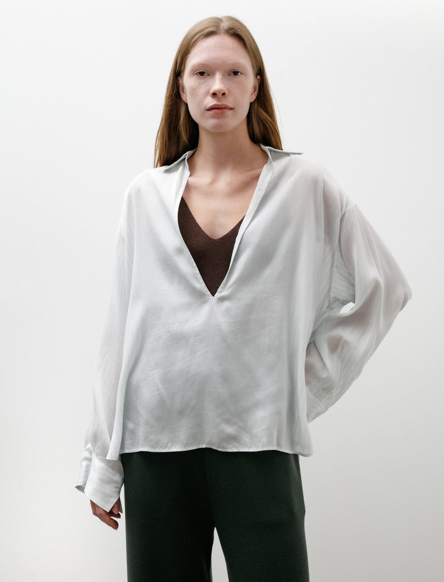 Cupro Stripe Skipper Blouse White - Image 1