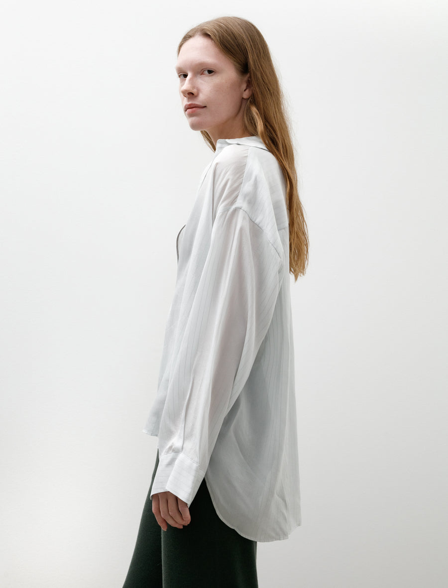 Cupro Stripe Skipper Blouse White - Image 3