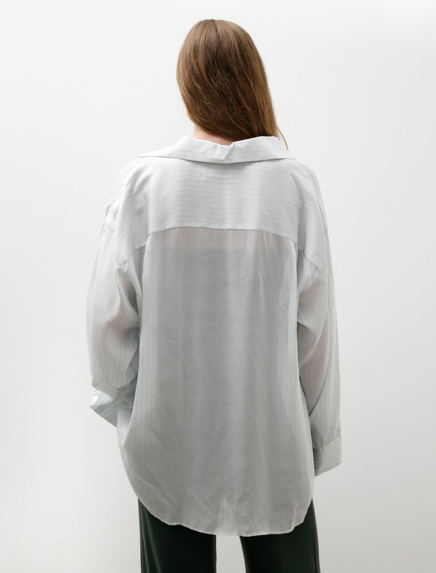 Cupro Stripe Skipper Blouse White - Image 4