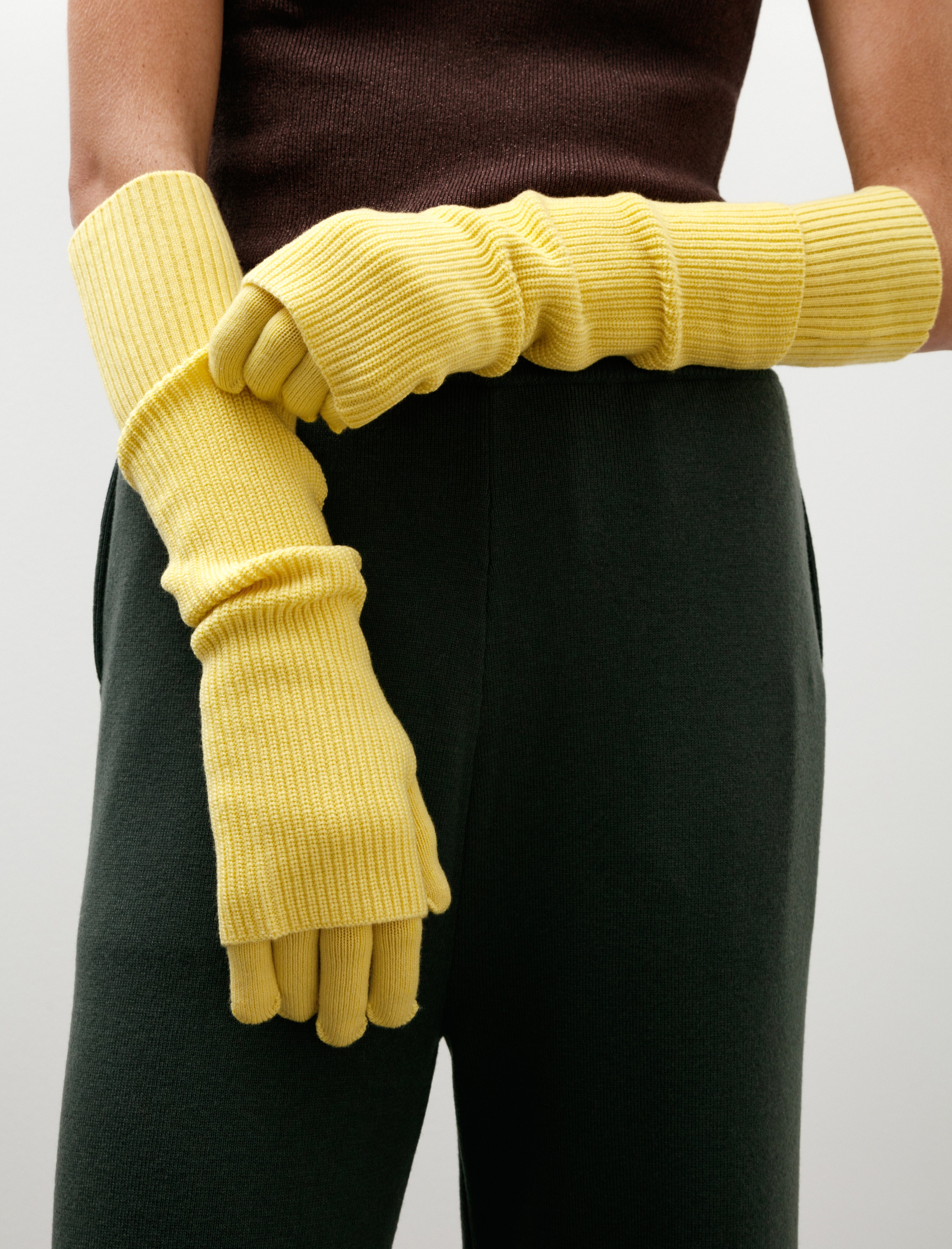 Graphpaper Mercerized Fine Wool Knit Layered Gloves