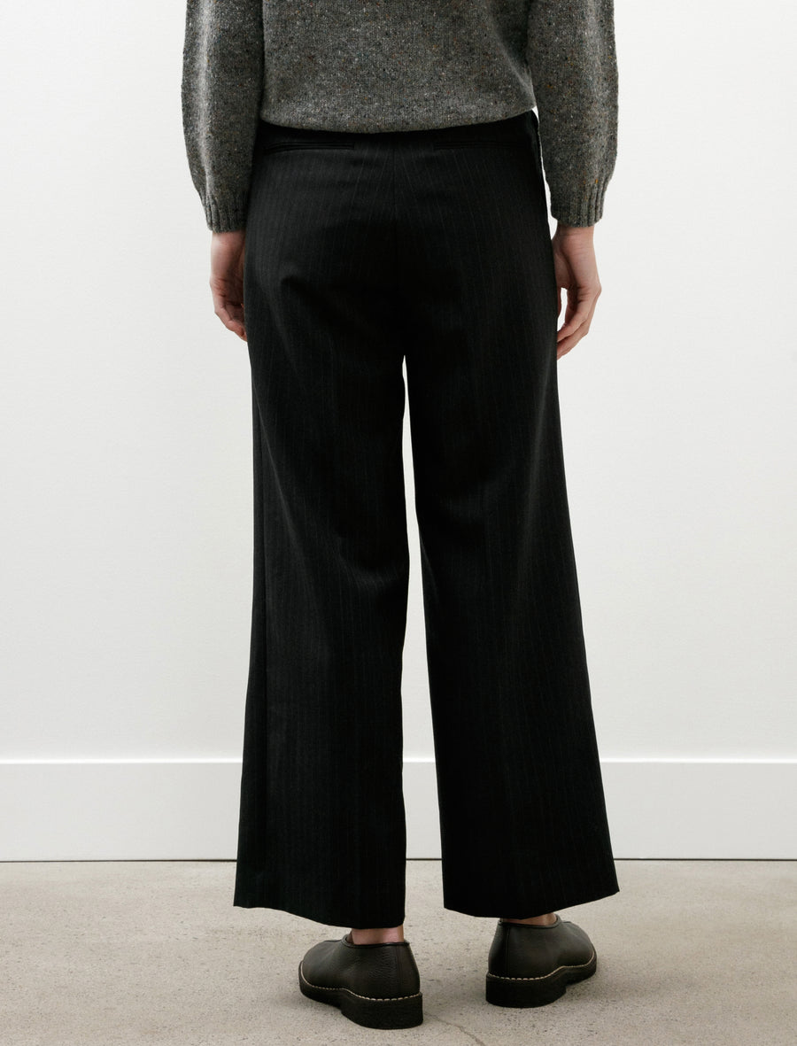 Bluefaced Wool Two-Tuck Slacks Charcoal Navy Stripe - Image 6