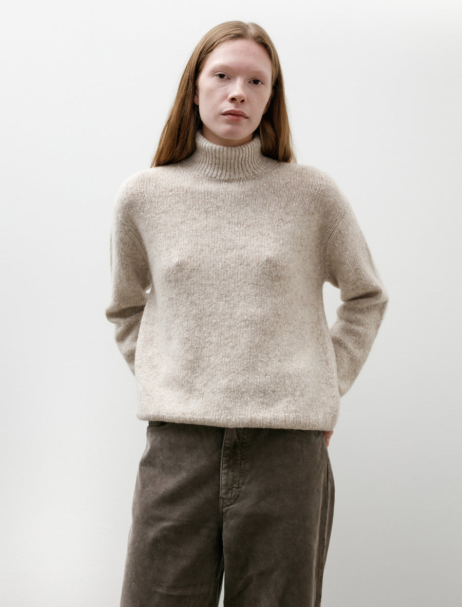 Cashmere Melange Knit Turtle Top Grey Beige - Image 1