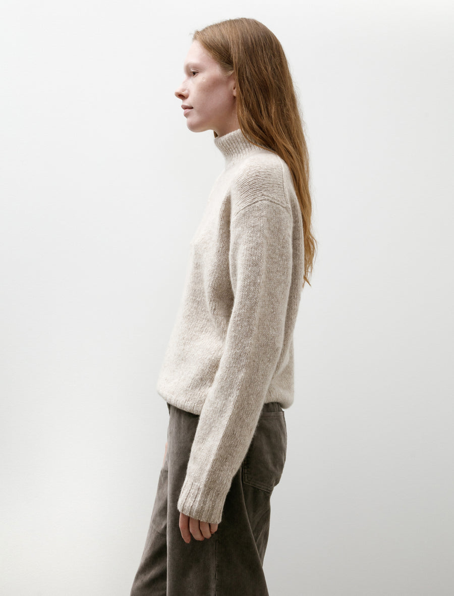 Cashmere Melange Knit Turtle Top Grey Beige - Image 3