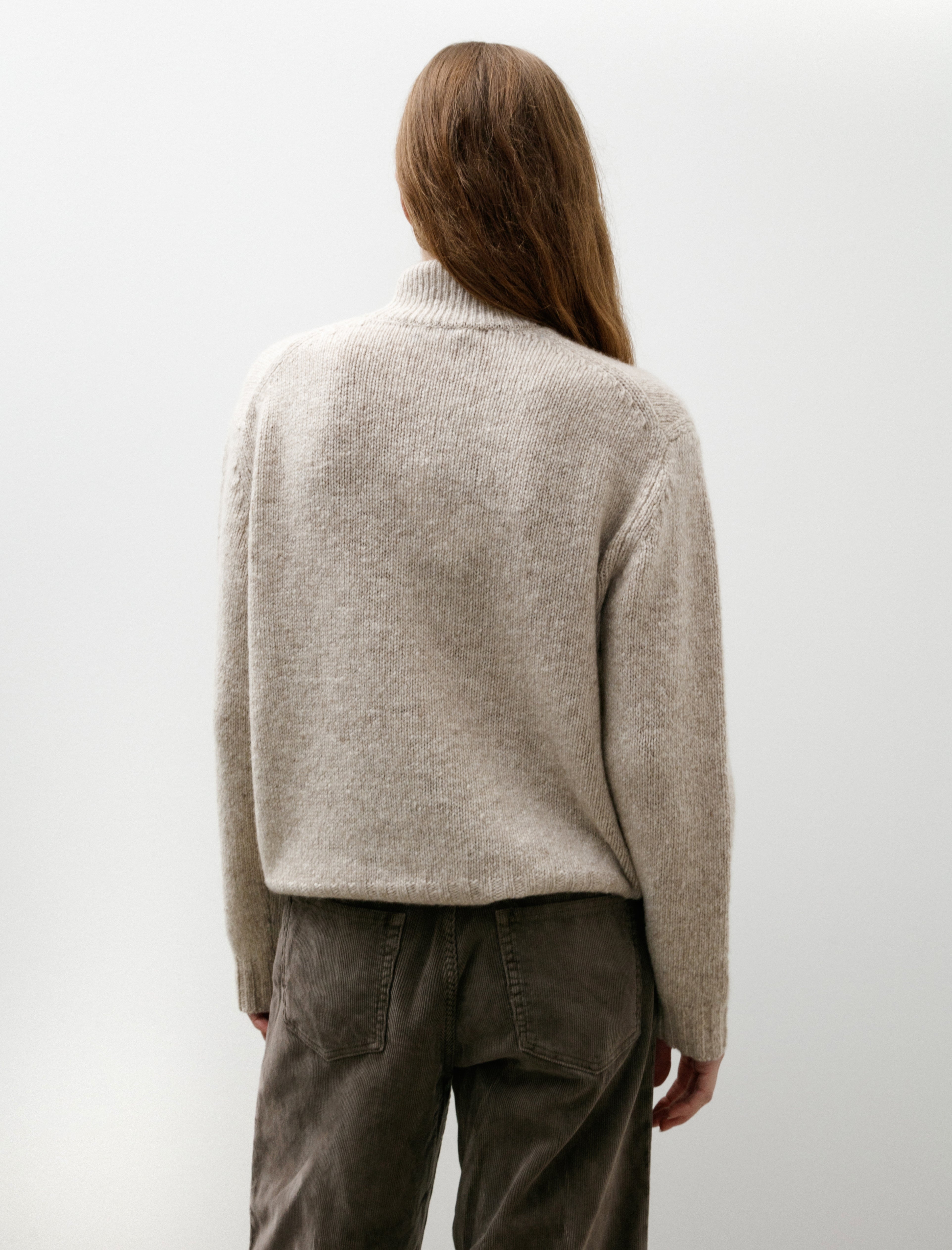 Auralee Cashmere Melange Knit Turtle Top Grey Beige