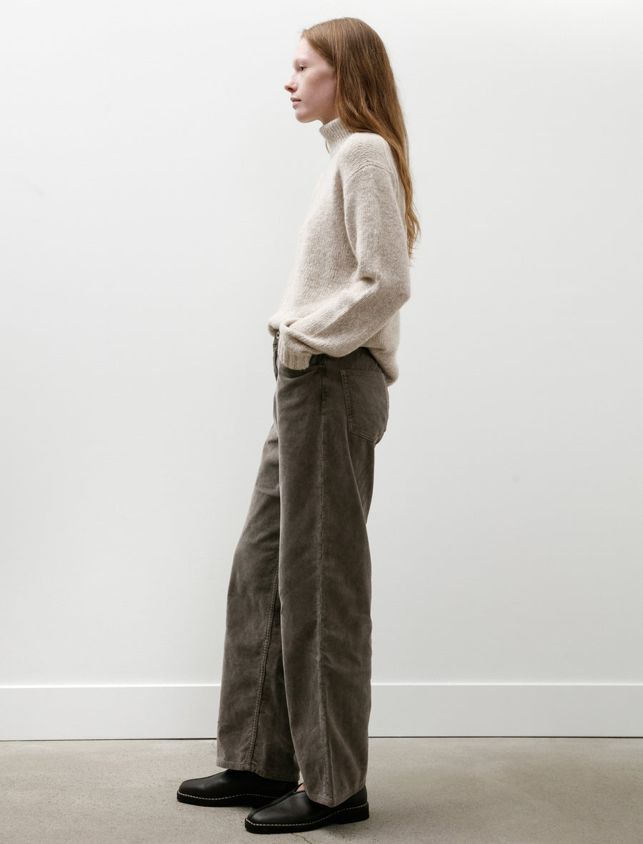 Pigment Dyed Finx Corduroy Wide 5P Pants W Olive Brown - Image 3