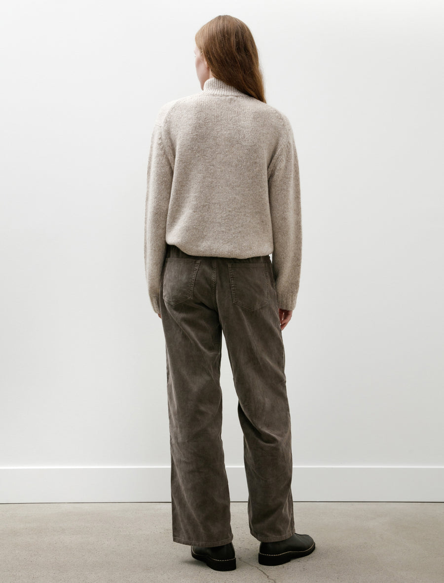 Pigment Dyed Finx Corduroy Wide 5P Pants W Olive Brown - Image 5