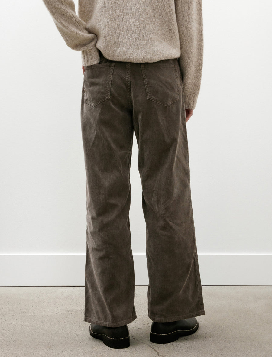 Pigment Dyed Finx Corduroy Wide 5P Pants W Olive Brown - Image 6