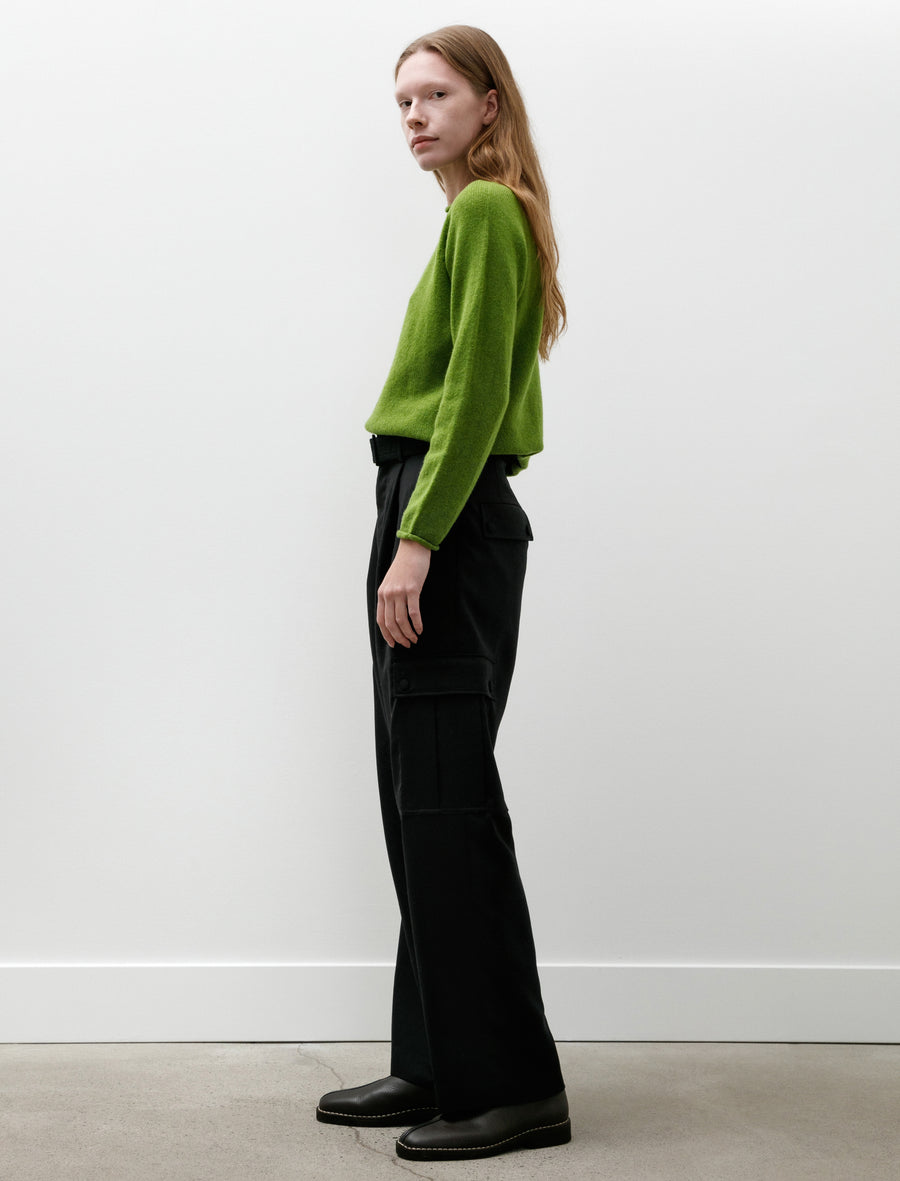 Structured Wool Double Cloth Cargo Pants Top Black - Image 4