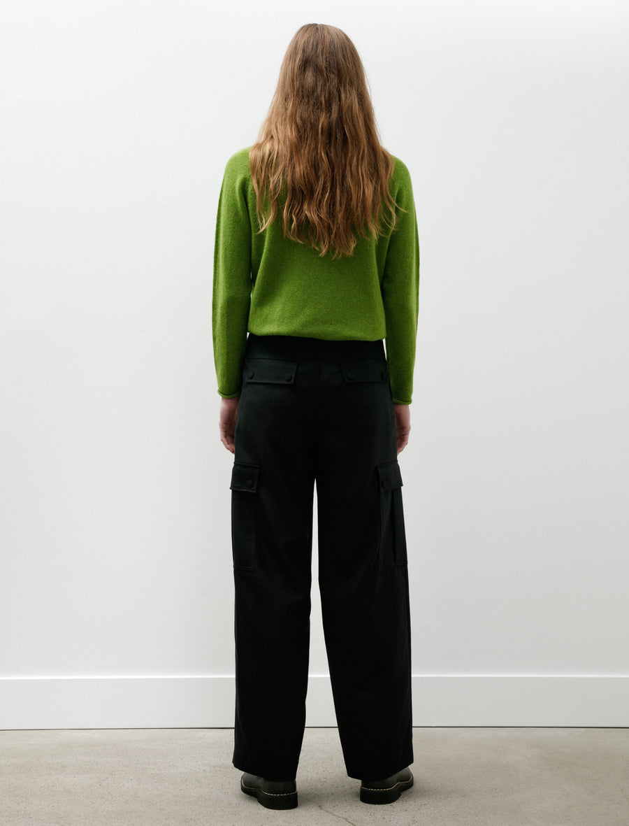 Structured Wool Double Cloth Cargo Pants Top Black - Image 5