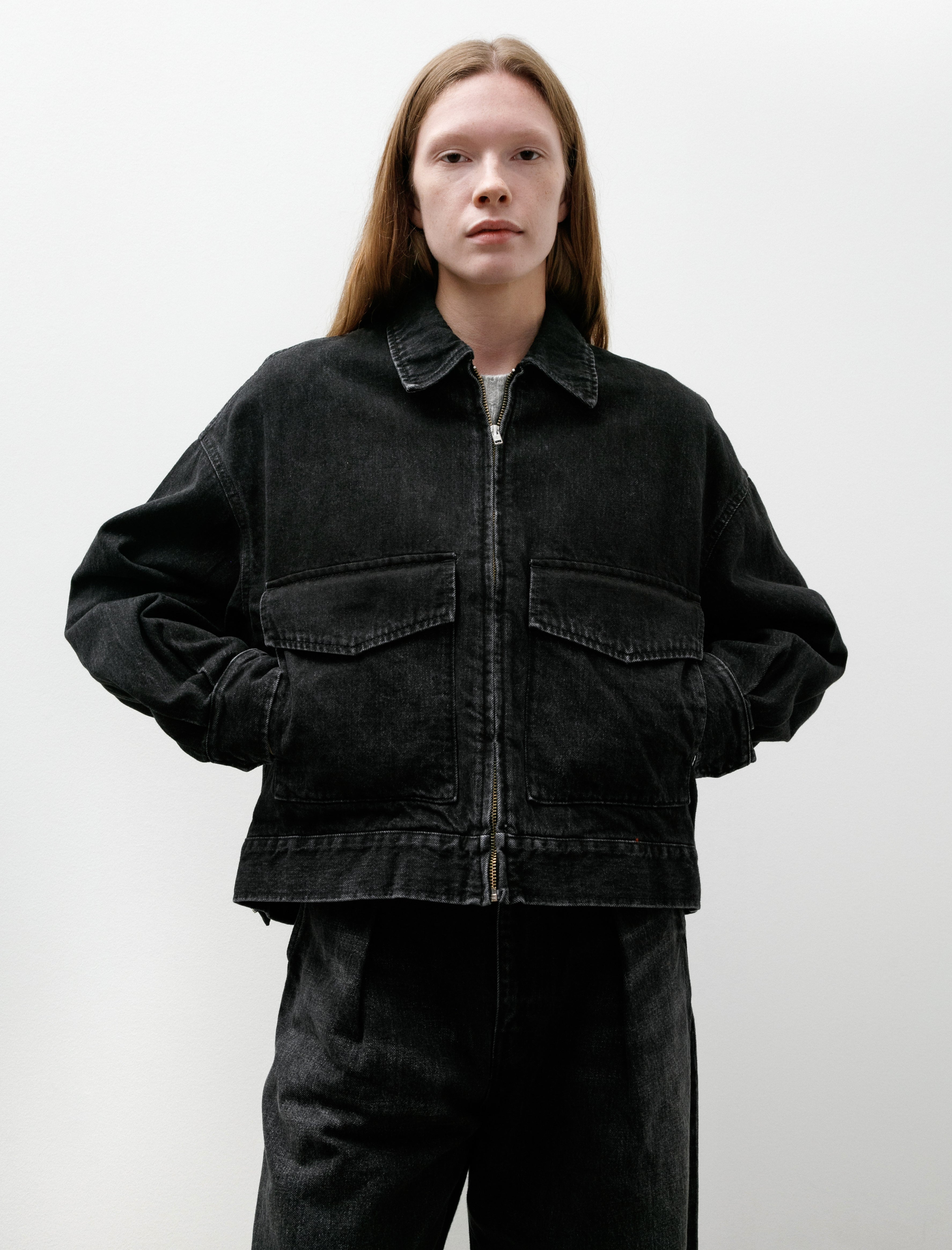 Graphpaper Selvage Denim Zip Jacket Black Dark Fade