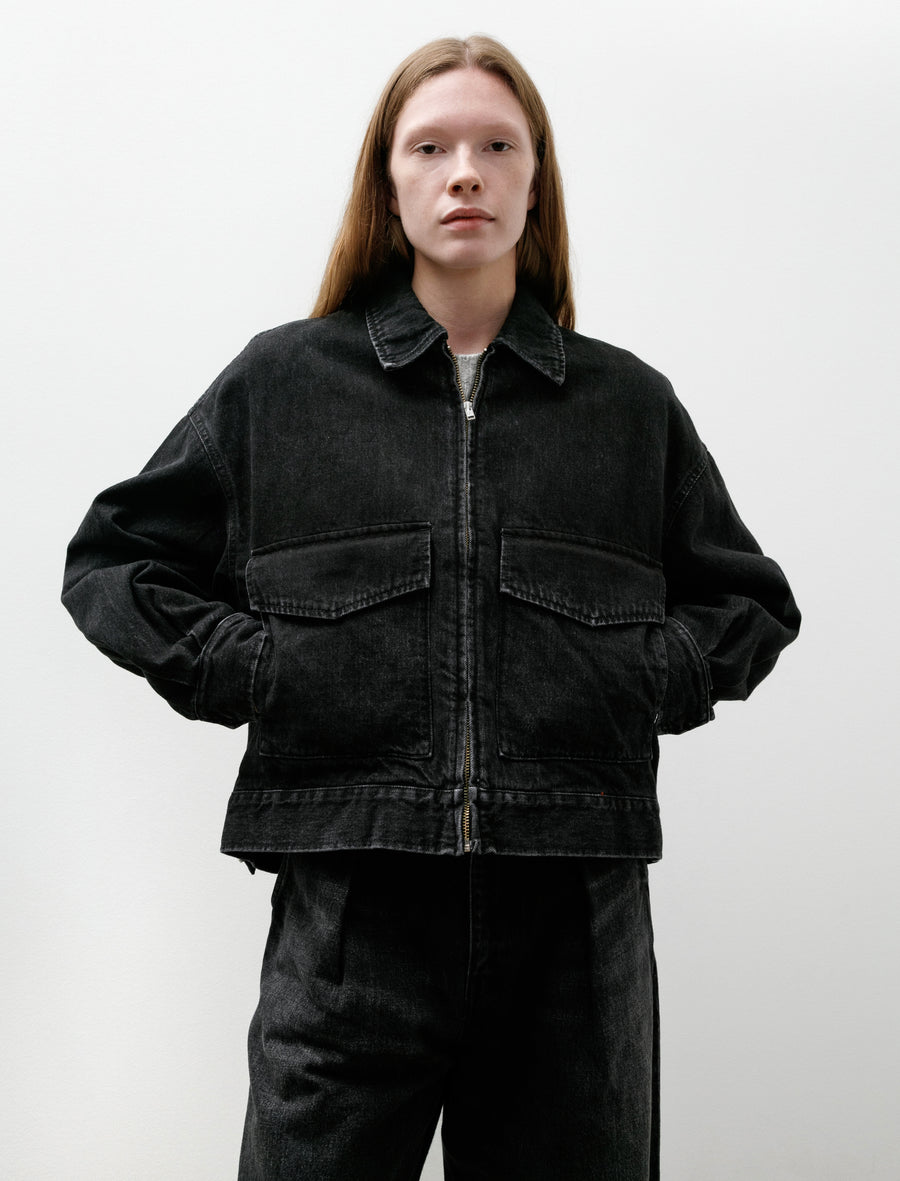 Selvage Denim Zip Jacket Black Dark Fade - Image 2