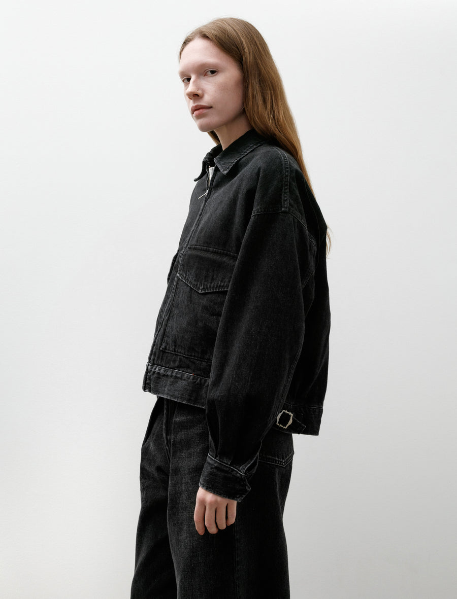 Selvage Denim Zip Jacket Black Dark Fade - Image 4