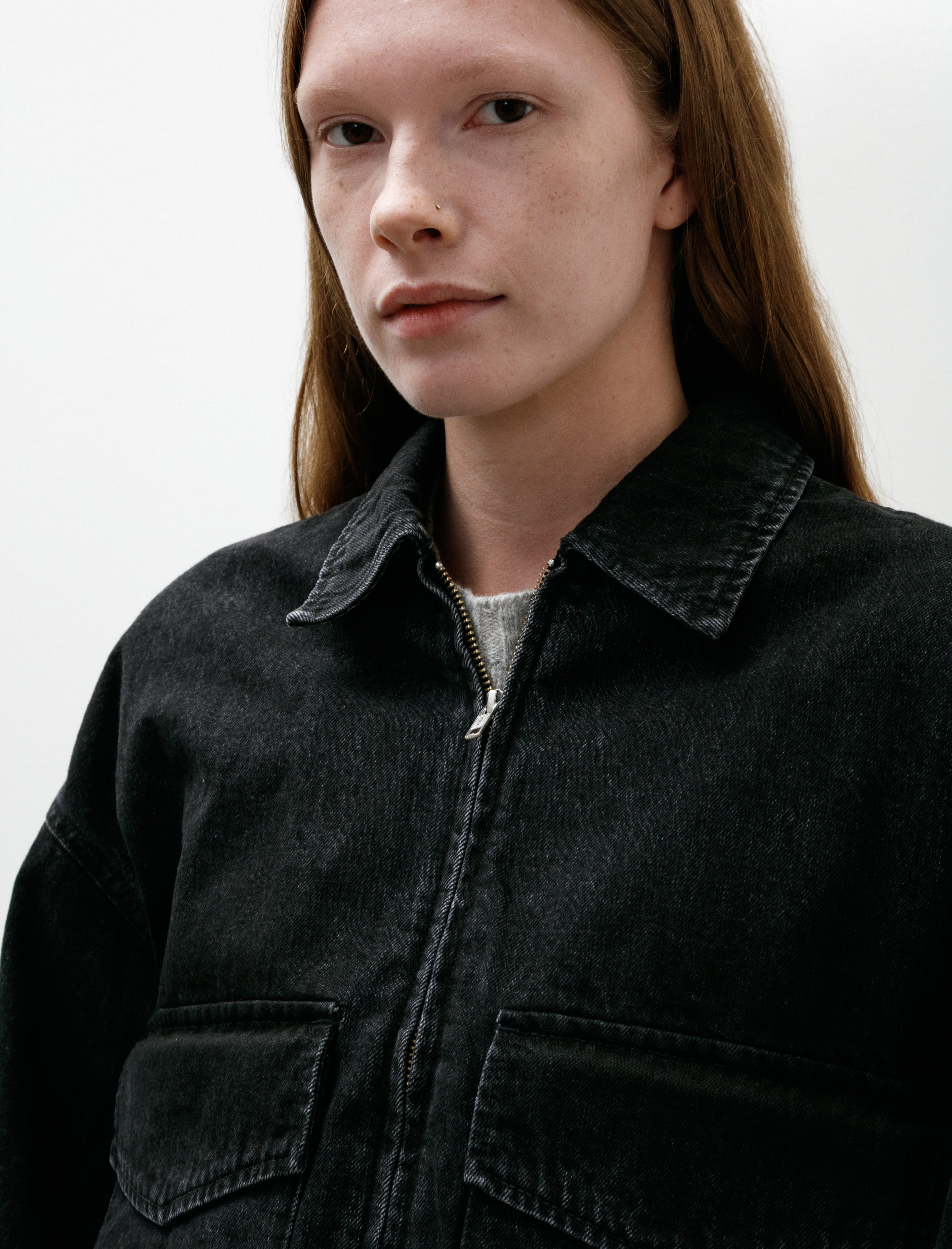 Graphpaper Selvage Denim Zip Jacket Black Dark Fade