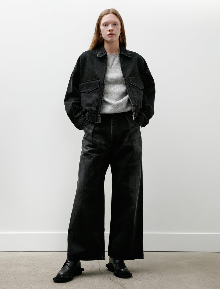 Selvage Denim Zip Jacket Black Dark Fade - Image 1