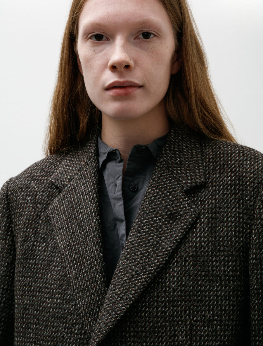 Alpaca Wool Silk Tweed Over Jacket Grey Brown Hairline - Image 4