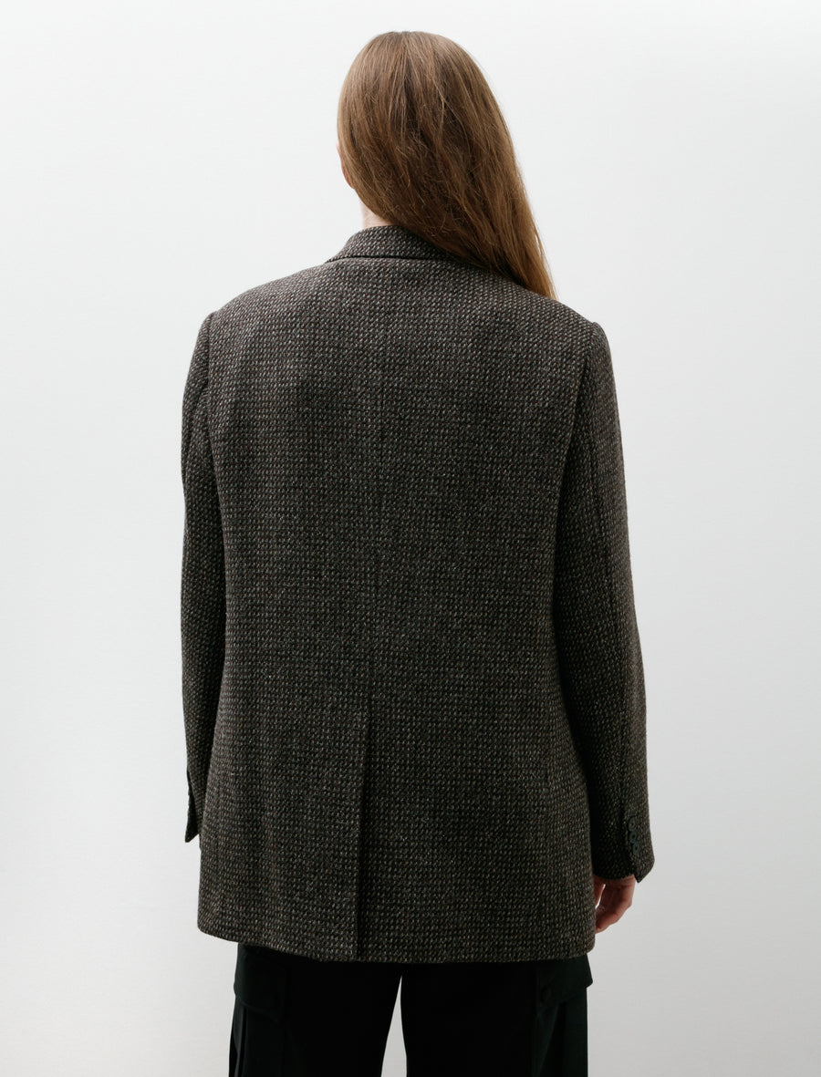 Alpaca Wool Silk Tweed Over Jacket Grey Brown Hairline - Image 6