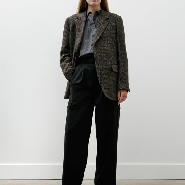 Auralee Alpaca Wool Silk Tweed Over Jacket Grey Brown Hairline