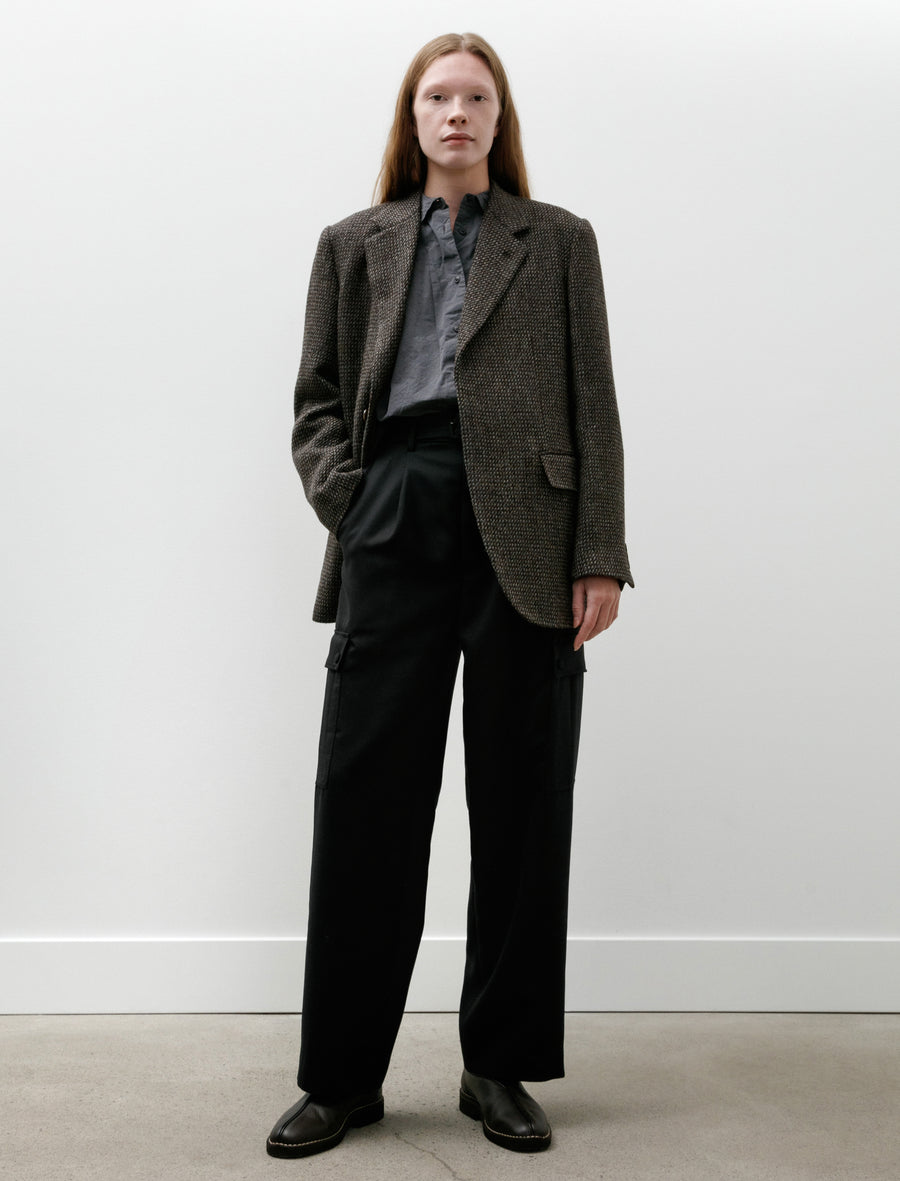 Alpaca Wool Silk Tweed Over Jacket Grey Brown Hairline - Image 1