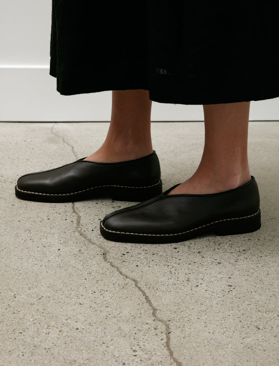 Piped Crepe Slippers Dark Brown W - Image 2