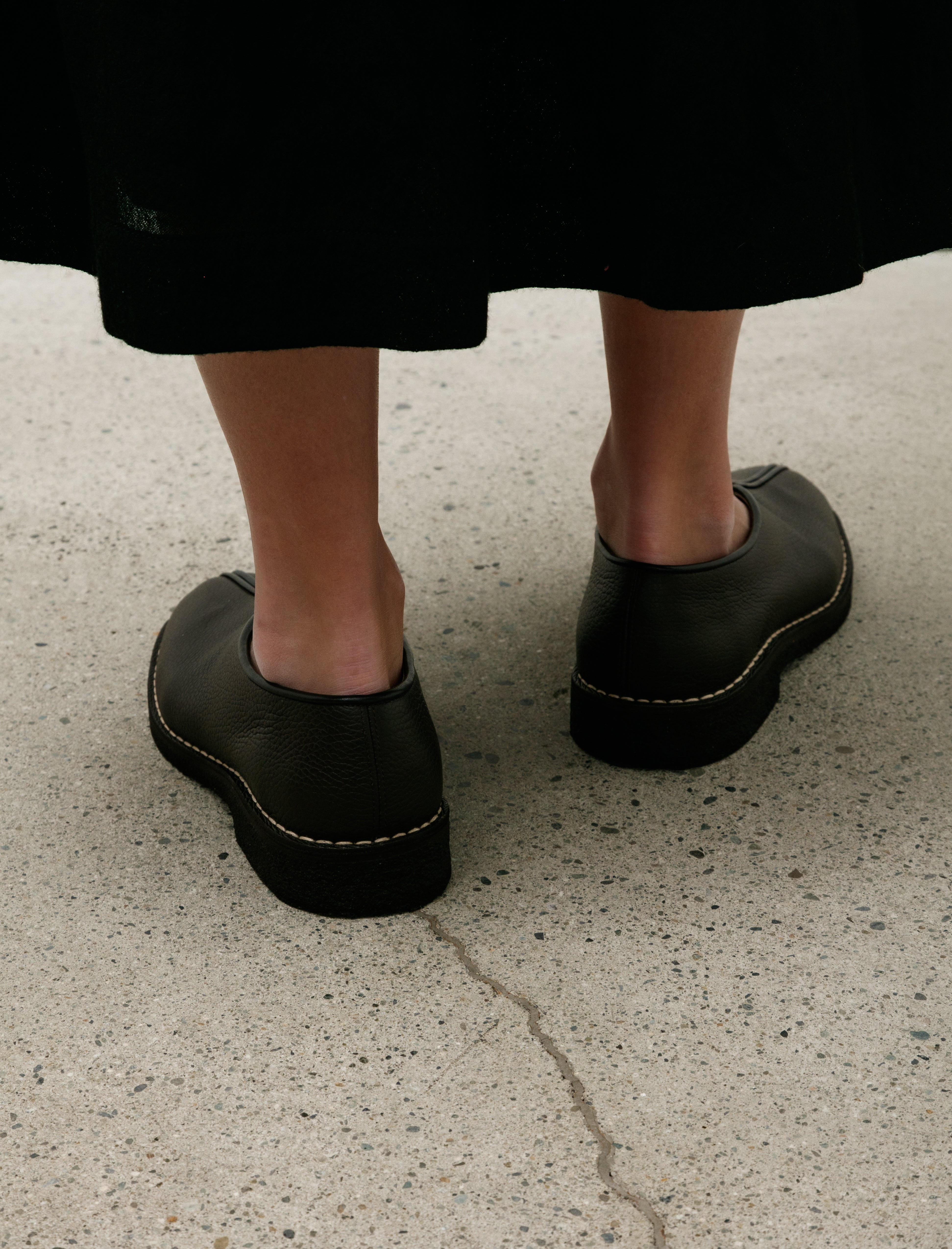 Lemaire Piped Crepe Slippers Dark Brown W