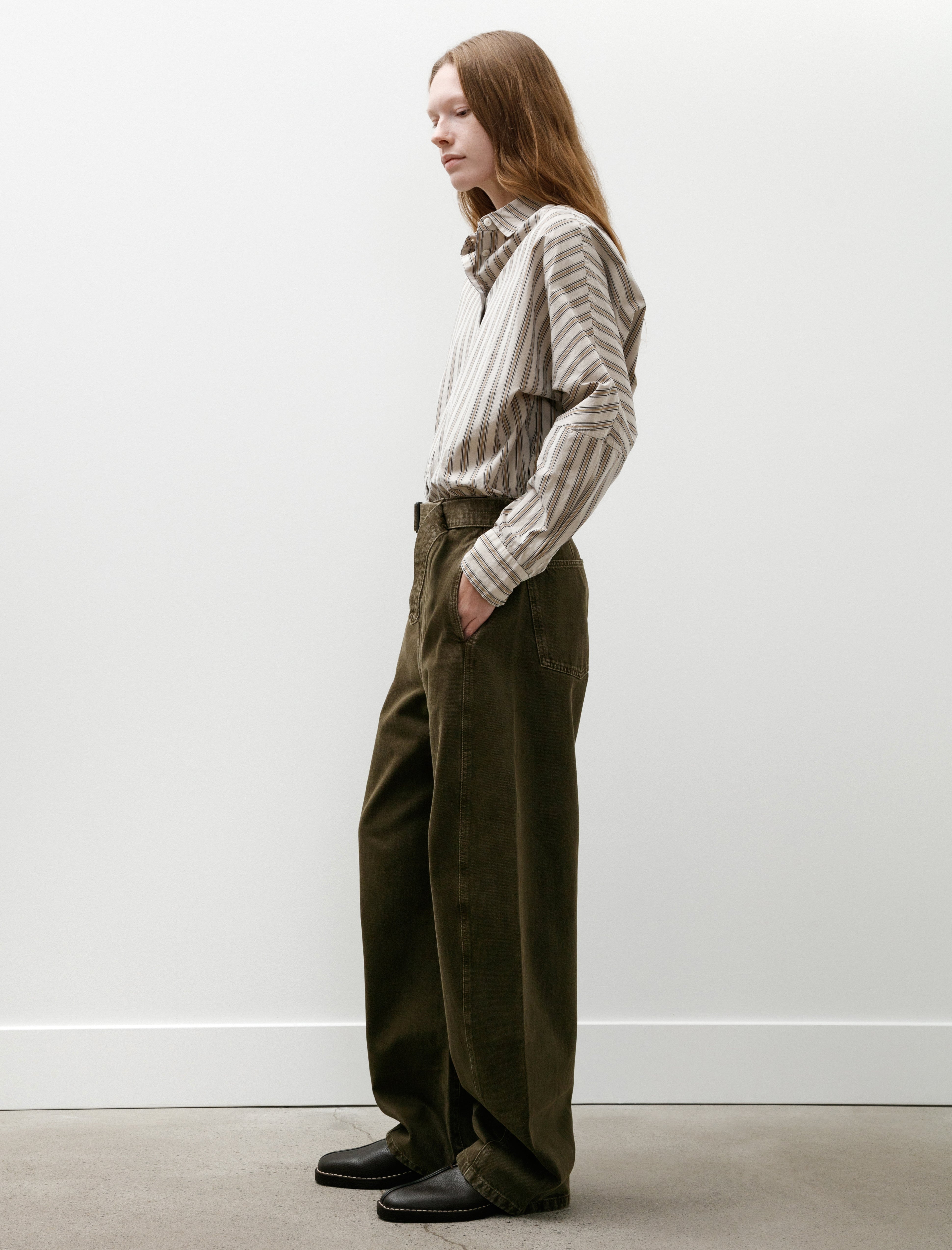 Lemaire Twisted Belted Pants Moss Green