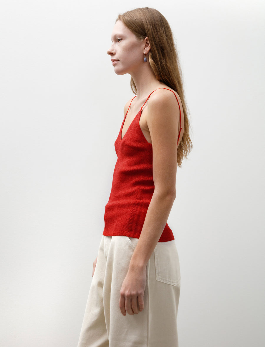 Glitter Ribbed Camisole Red - Image 3