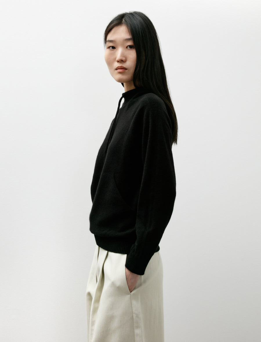 Cashmere Hoodie Top Black - Image 2