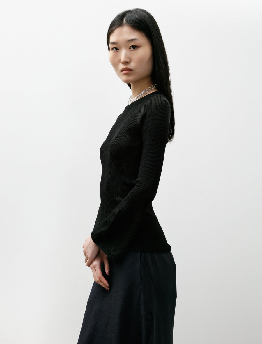 Soft Portrait Long Bell Sleeve Top Black - Image 3