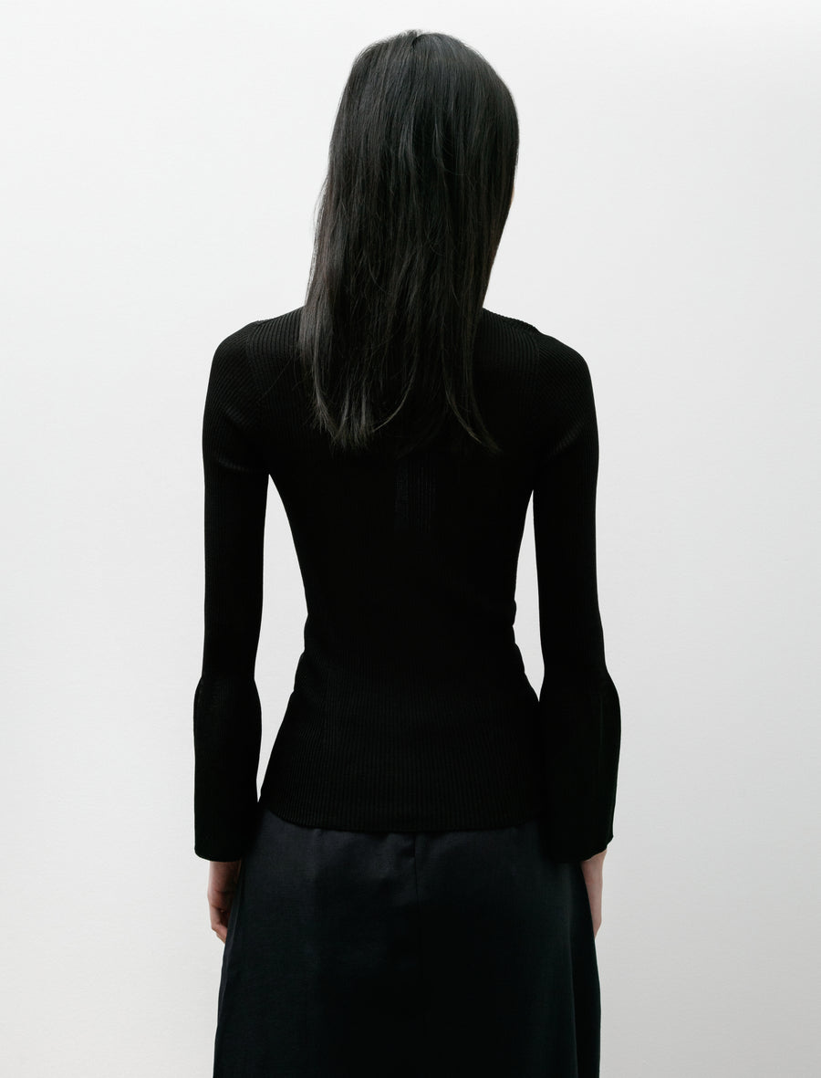 Soft Portrait Long Bell Sleeve Top Black - Image 4