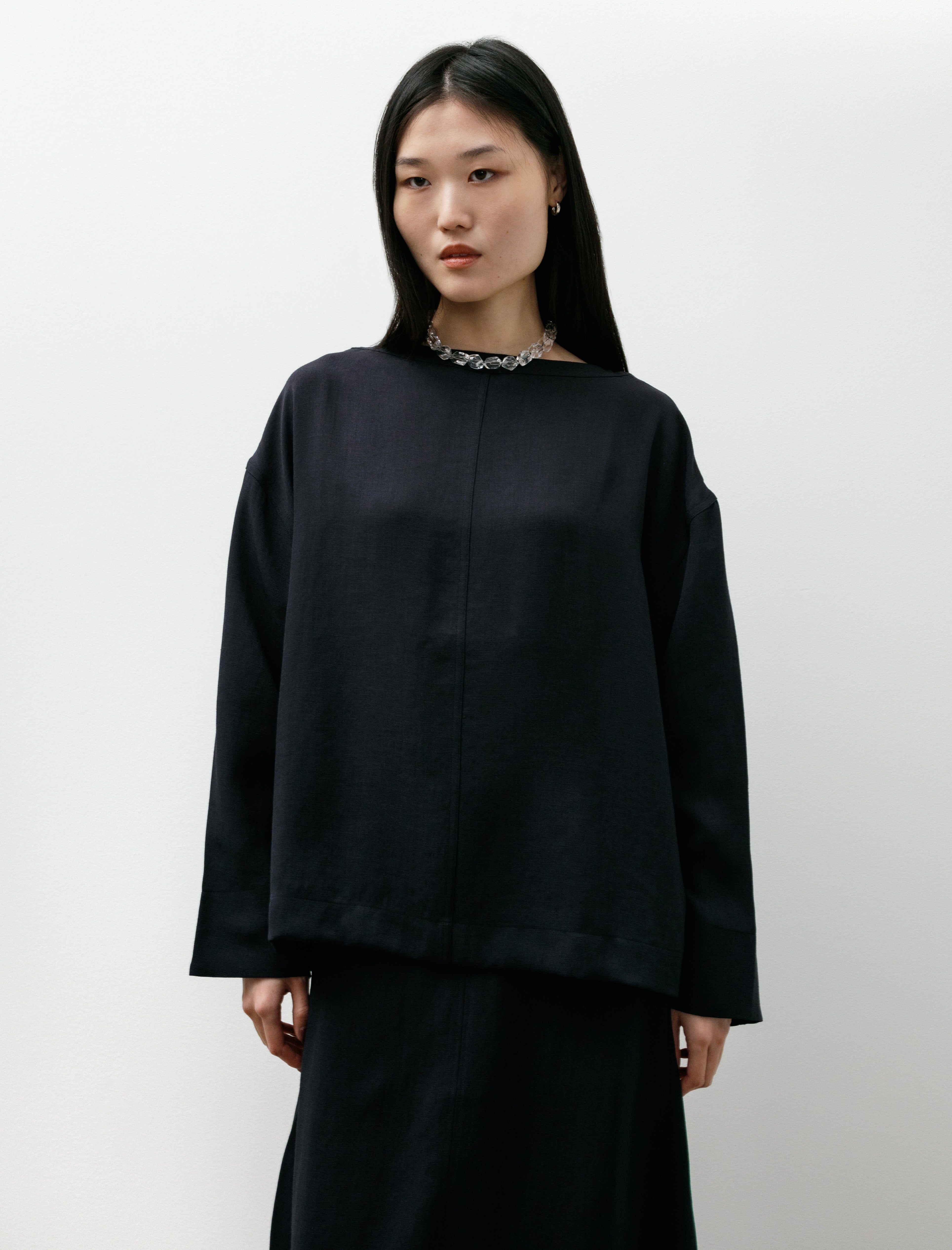 Studio Nicholson Lory Boat Neck Top Darkest Navy