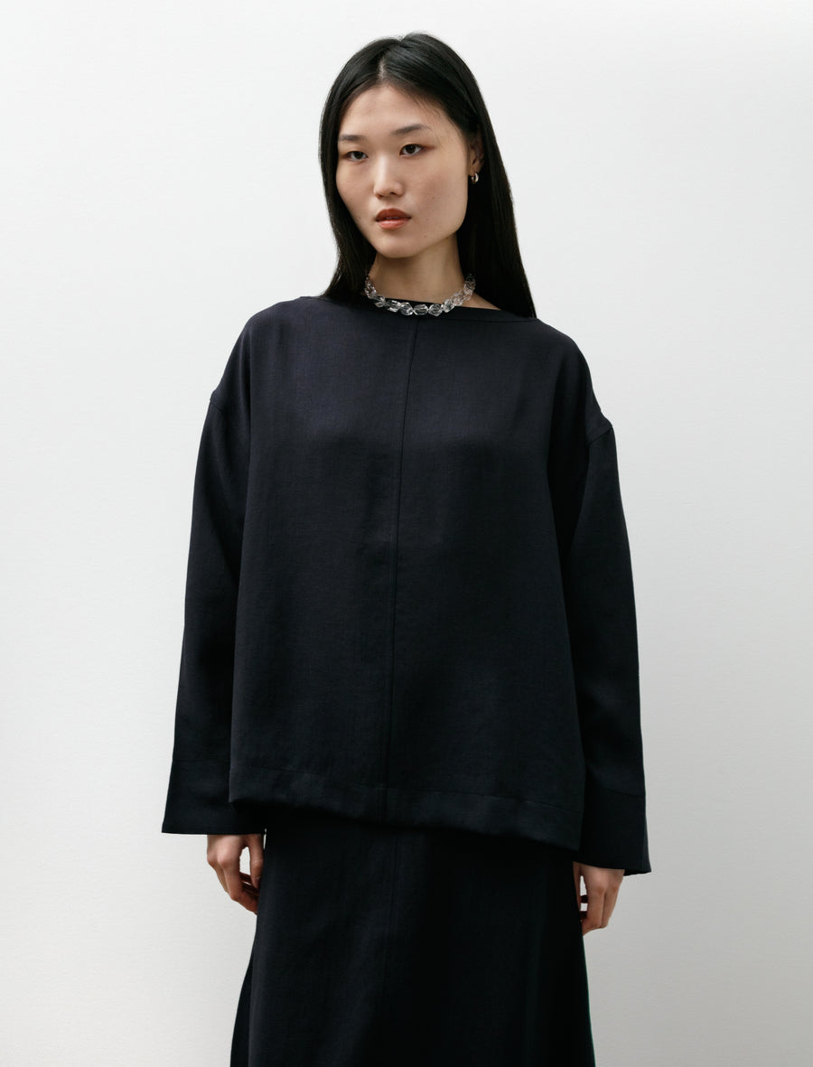 Lory Boat Neck Top Darkest Navy - Image 1